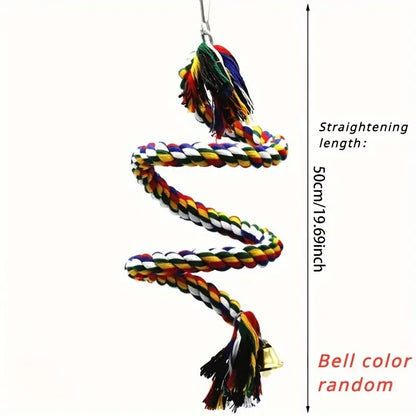 1pc Parrot Bird Toy Hanging Braided Rope Pet Stand Training Accessories,Bird Cage Accessories Swing Toy
