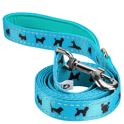 EcoBark Sky Blue Dog Leash- Padded Comfort Grip Padded Leash Dog Pattern - 4 Foot, 5 Foot, 6 Foot Leash for Small and Medium Dogs