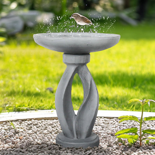 Concrete Bird Bath Contemporary Twin Cutout 22 Inch