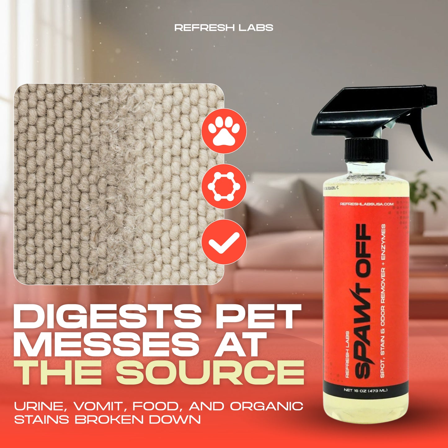 sPAWt OFF Enzyme Pet Stain & Odor Remover | Professional Strength Dog & Cat Cleaner