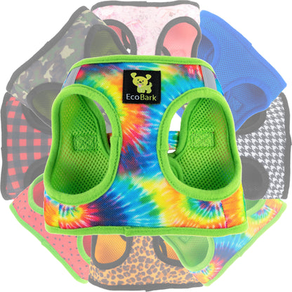 EcoBark Step In Dog Harness - XXXS to Small Breeds- Reflective Soft Mesh Harness for Teacup, Small Dogs and Puppies / Tie-dye