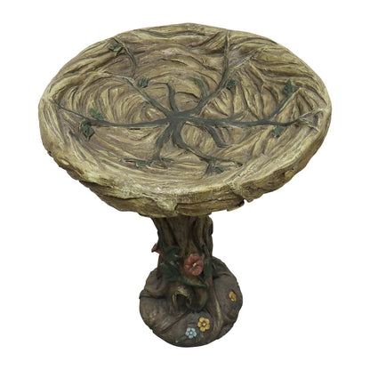 Concrete Bird Bath Rustic Trunk with Vines 24 Inch