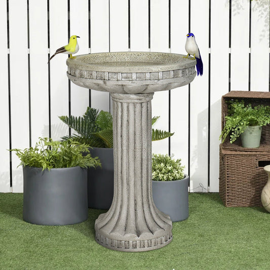 Concrete Pedestal Bird Bath Roman Fluted 24 Inch