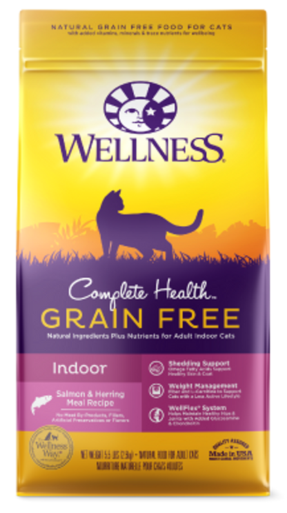 Wellness Complete Health Adult Grain Free Indoor Salmon and Herring Cat Food (5.5lb)