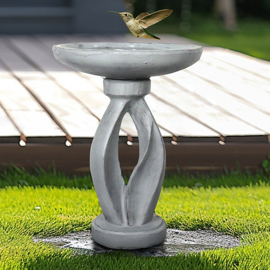 Concrete Bird Bath Contemporary Twin Cutout 22 Inch