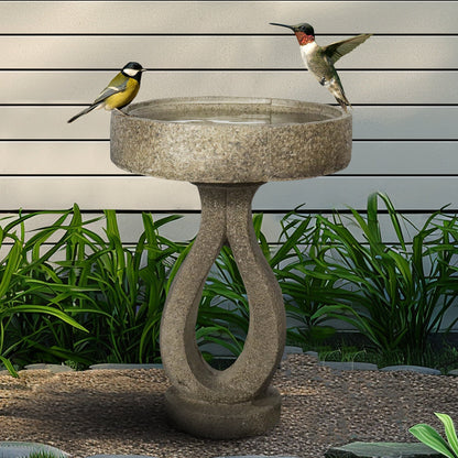 Concrete Contemporary Bird Bath Open Loop 22 Inch