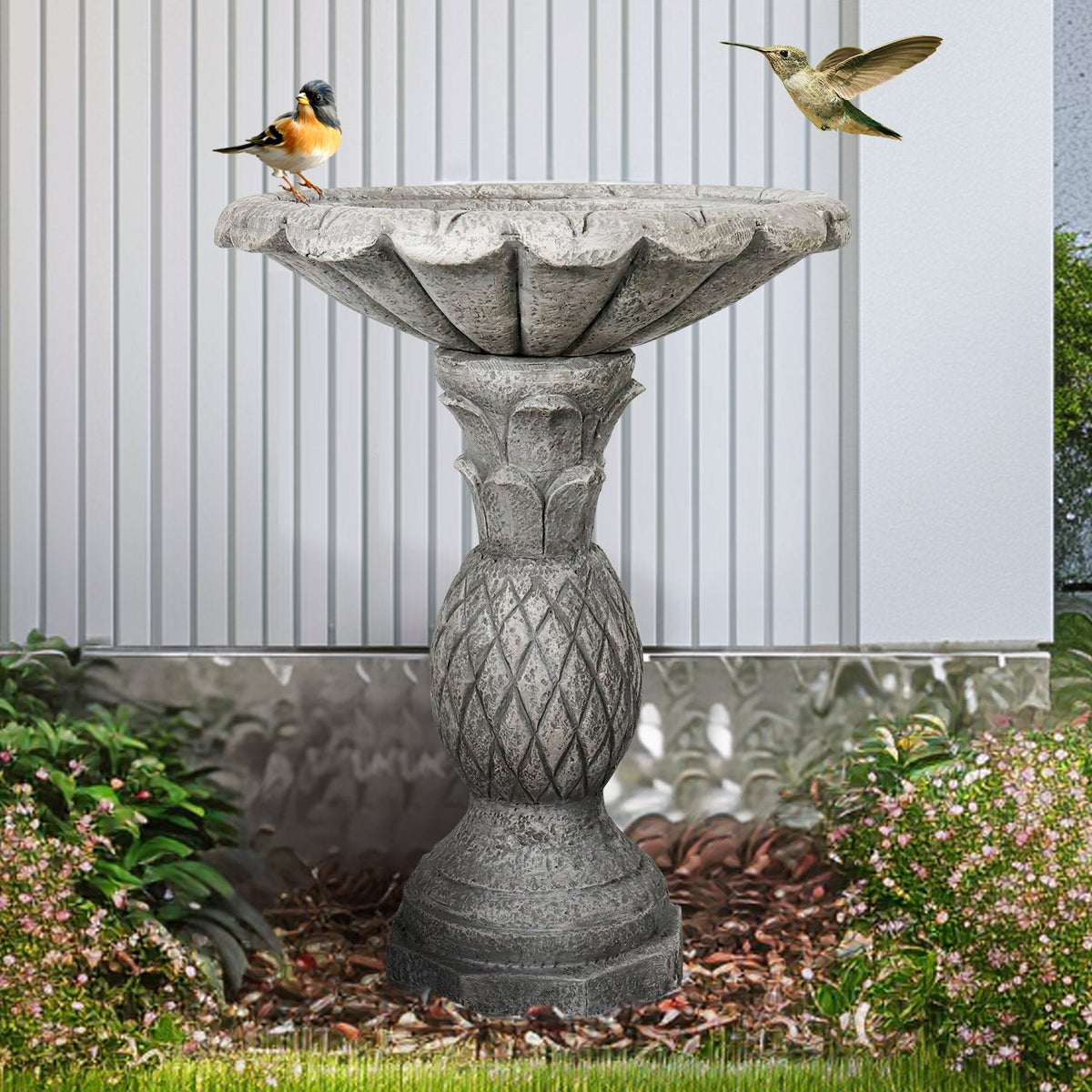 Concrete Pineapple Bird Bath Classical Pedestal 24 Inch