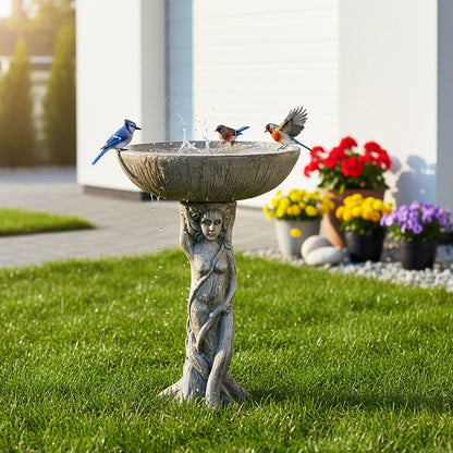 Concrete Bird Bath Statue Classical Goddess 22 Inch