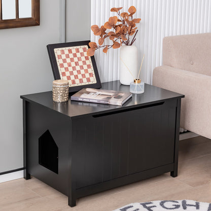 Wooden Cat Litter Box Enclosure with Top Opening Side Table Furniture