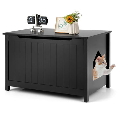 Wooden Cat Litter Box Enclosure with Top Opening Side Table Furniture