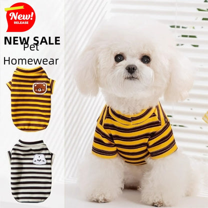 Dog Clothes, Autumn And Winter Striped Animal Base Shirts, Teddy Bichon Frise, Small And Medium-sized Dog, Cat Two-legged Pet Clothes