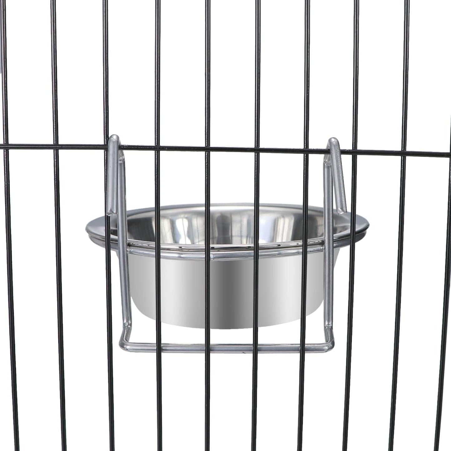 Pet Bowl Stainless Steel Hanging Food Water Bowls Bird Cage Feeder for Birds, Parrots, Small Sized Dogs and Cats (S)
