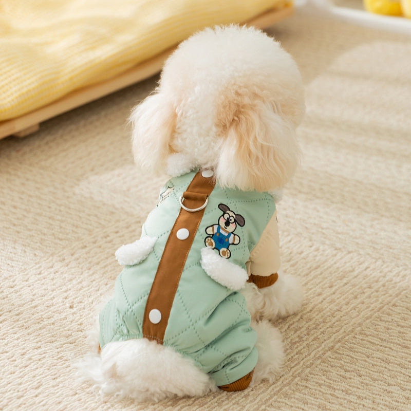 Warm And Thick Maillard Pocket Patch Four-legged Cotton Coat For Dogs In Autumn And Winter. Pet Clothing For Small And Medium-sized Dogs And Cats