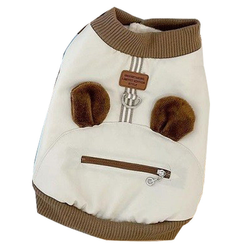 This Autumn And Winter Warm Dog Coat With Three-dimensional Ears And Two Feet Can Be Used To Pull Small And Medium-sized Dogs And Cats. Spring Style Pet Clothing