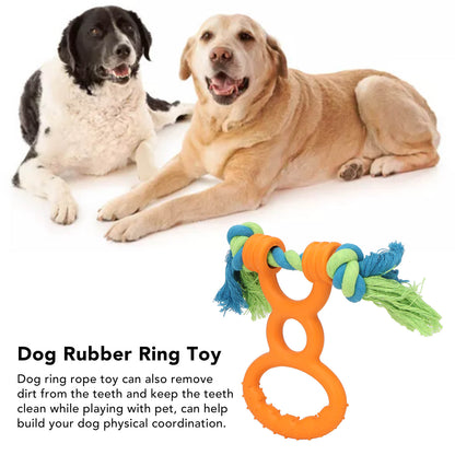 Dog Rubber Ring Rope Toy Safe Portable Dog Chew Teething Toy For Training Teeth Cleaning Gum Massage