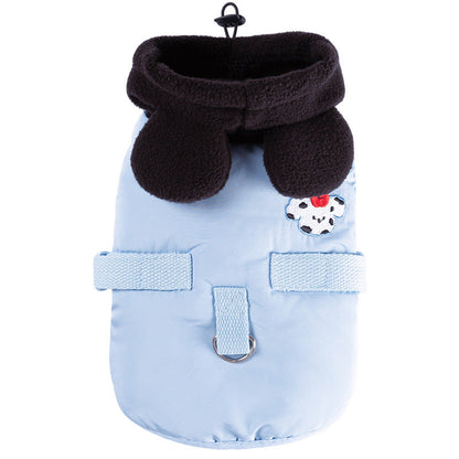 Autumn And Winter Cat Hairless Warm Cartoon Embroidered Hooded Cotton Coat, Small And Medium-sized Dog Teddy Pet Dog Clothes
