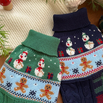 Christmas Snowman Gingerbread Man Pet Sweater