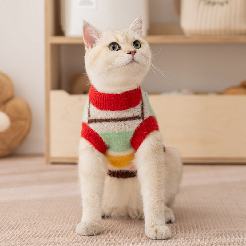 Autumn And Winter Cat Cartoon Star Striped Parent-child Sweater, Small And Medium-sized Dog Warm Parent-child Clothing, Pet Clothes