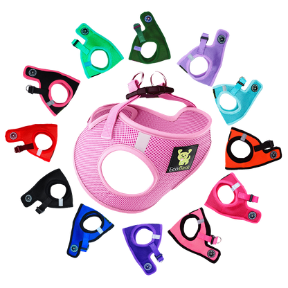 EcoBark Step In Dog Harness - XXXS to Small Breeds- Reflective Soft Mesh Harness for Teacup, Small Dogs and Puppies / Baby Pink