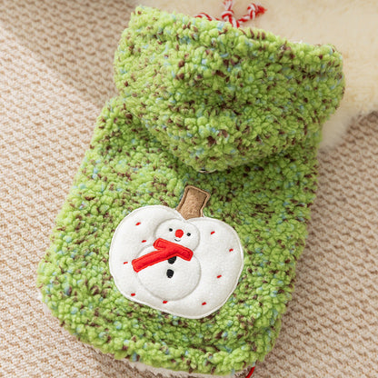 Christmas Dog Clothes, Warm And Thick Autumn And Winter, With Colorful Dots That Can Lead Small And Medium-sized Dogs, Two-legged Clothes, Pet Cat Clothing