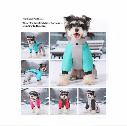 Fleece-lined Dog Warm Waterproof Traction Four-legged Pet Clothing