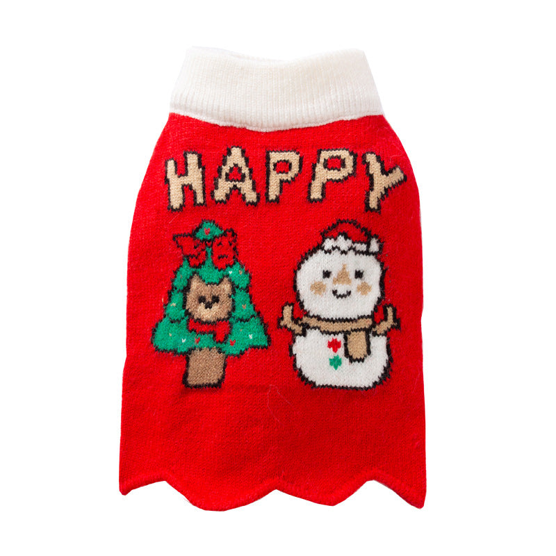 Autumn And Winter Dog Knitted Sweaters, Happy Little Dogs, Prosperous New Year Sweaters, Teddy Bichon Frises, Cat Pet Warm Clothes