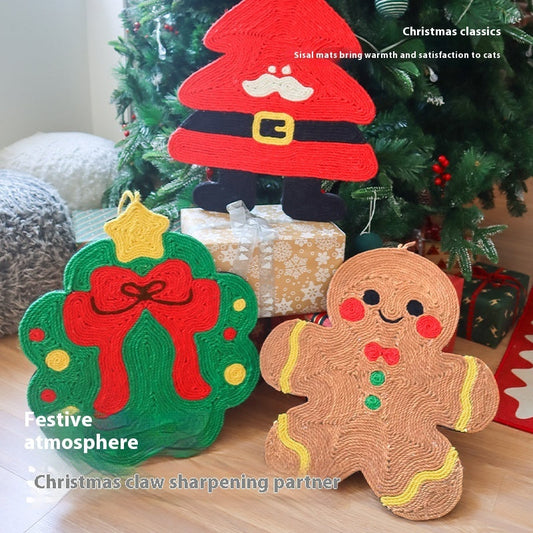 Christmas Sisal Mat Cat Scratch Board No Dandruff Wear-resistant