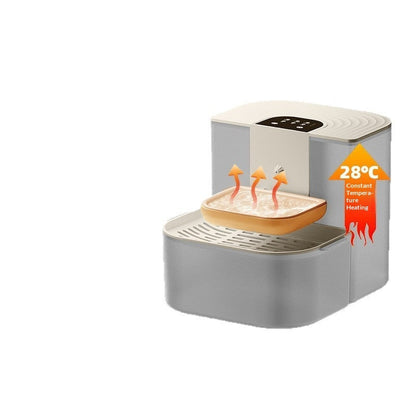 Thermostatically Controlled Plug-Free Pet Water Fountain With Automatic Tilting Feature Flowing Water