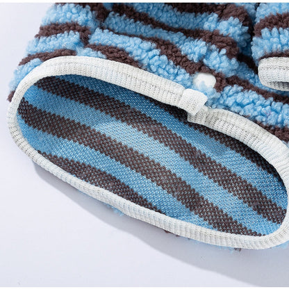 Soft Plush Striped Pet Shirt, Cozy Button-Down Puppy Sweater For Small Dogs And Cats, Warm Winter Fleece Dog Clothing, Comfortable Puppy Outfit For Chihuahua, Yorkie, Poodle, Shih Tzu