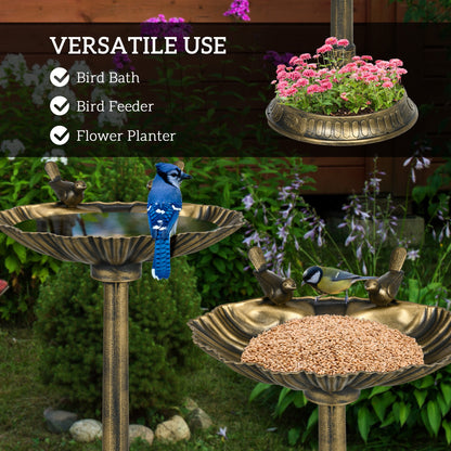 Resin Bird Bath Tall Shell Basin Planter 32 Inch