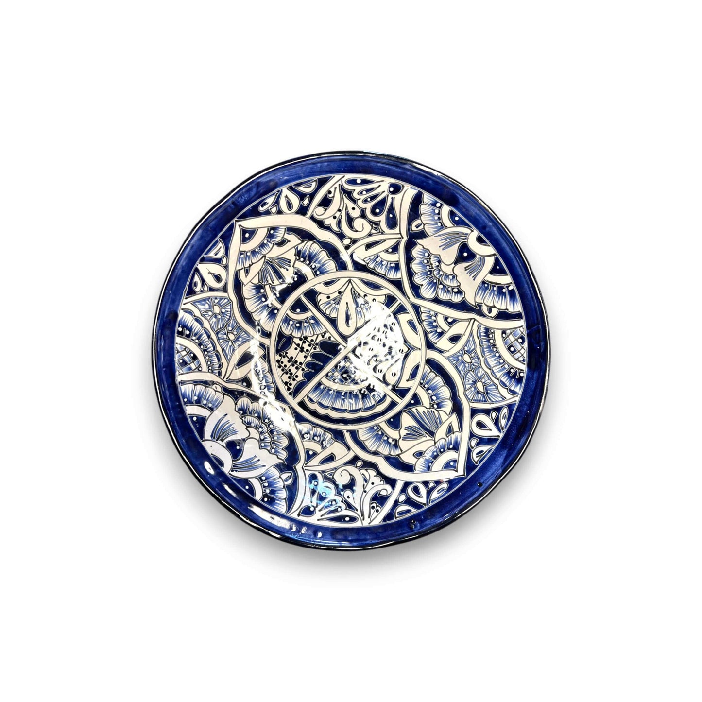 Blue & White Talavera Bird Bath | Mexican Garden Art