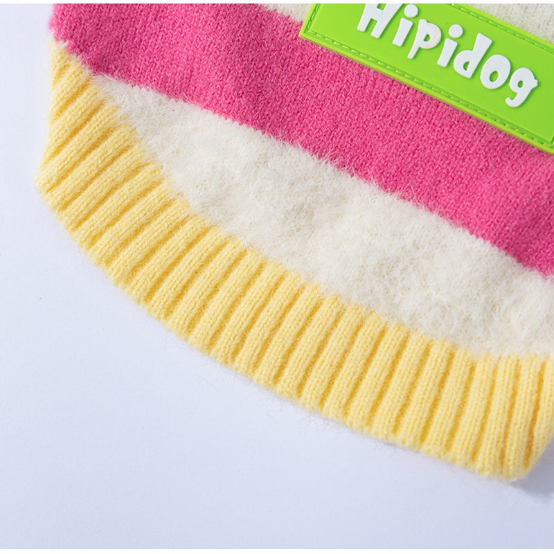 Pet Clothing, Corgi Special Rainbow Apple Striped Autumn And Winter Warm Medium-sized Dog Pullover Sweater, Dog Clothing