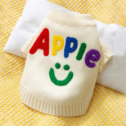 Small Dog Sweaters Knitted Pet Warm Colorful Letter Embroidery Dog Sweatshirt Winter Clothes Kitten Puppy Sweater Doggy Apparel Costumes