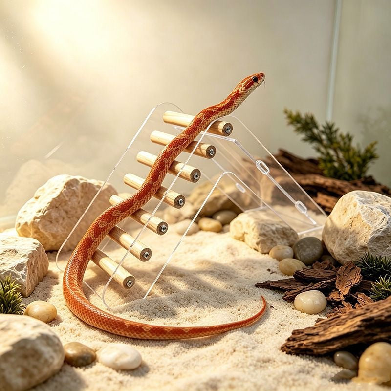 Dual-Sided Acrylic Climbing Ladder & Terrarium Activity Ramp