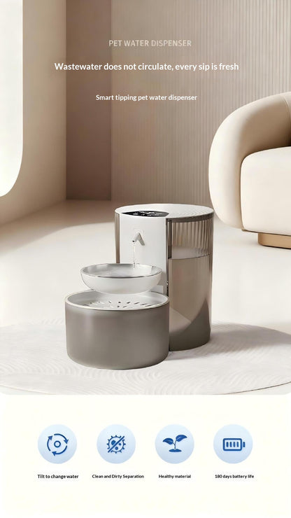 Smart Constant-Temperature 3L Pet Water Fountain With Clean-Water Separation & Tipping Mechanism.