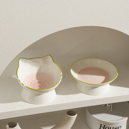 Ceramic Cervical Support Cat Food Bowl