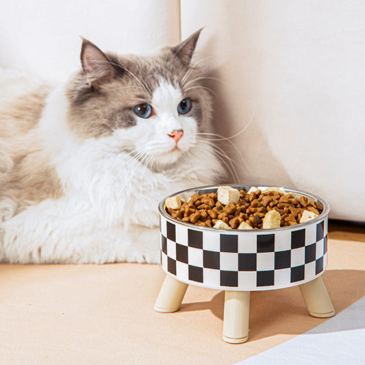 Polka Dot Stainless Steel Bowl For Pet Large Diameter Four Legs