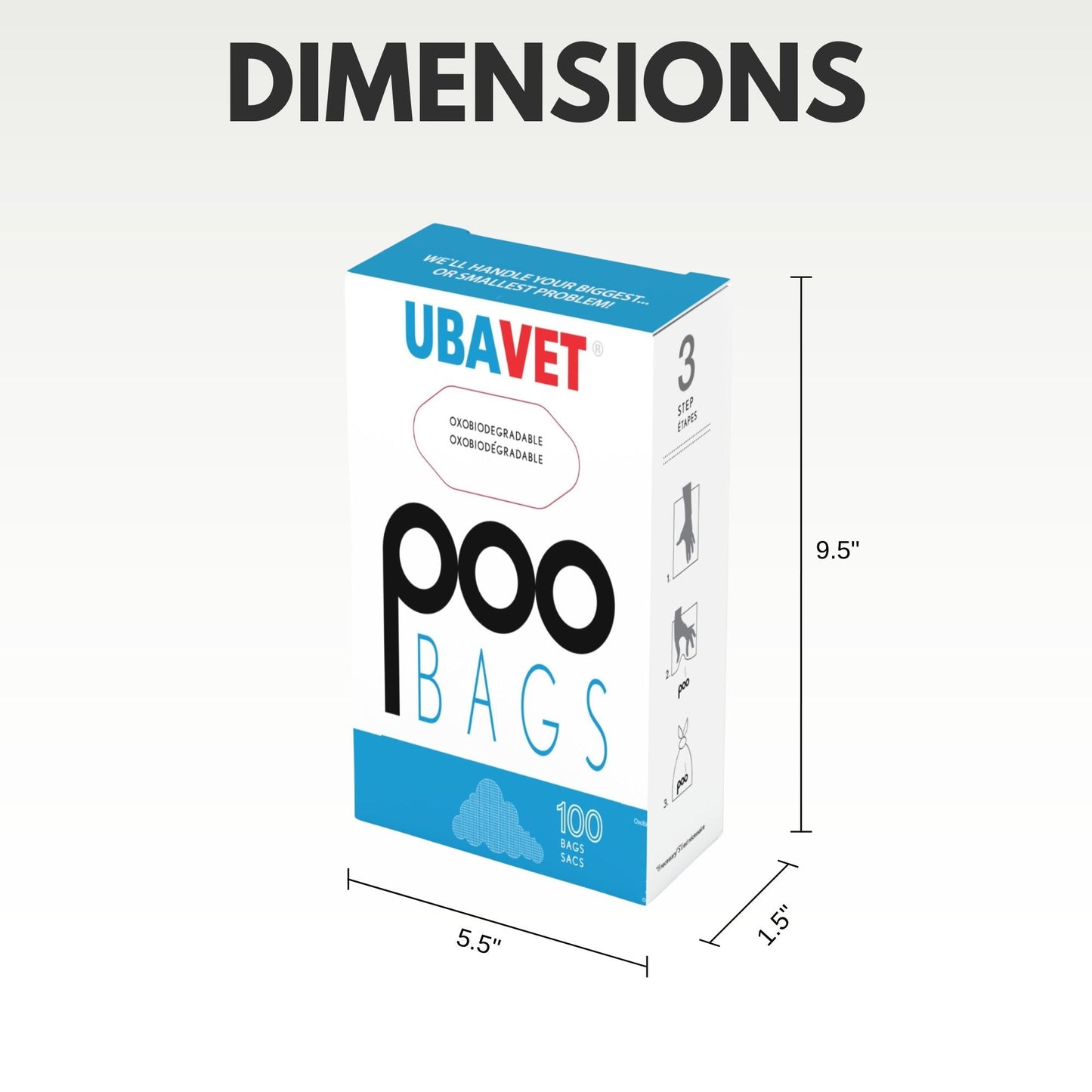 UBAVET DOO Extra-Long Durable Waste Bags for Dogs & Cats – (100-Pack)