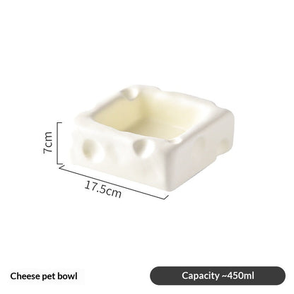 Creative Cheese-shaped Ceramic Bowl Cute Cat Food Dish