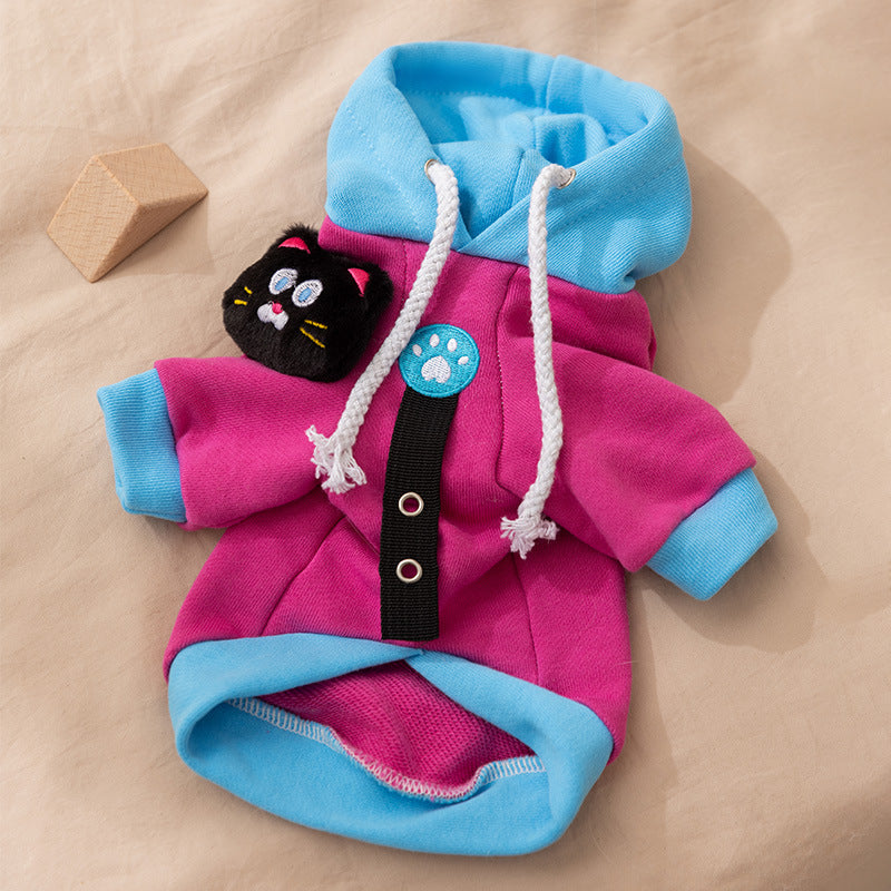 Autumn And Winter Dog Clothes, Color-blocking Hooded Cartoon Thin Sweatshirts, Small And Medium-sized Dog Teddy Vs. Panda Pet Clothing