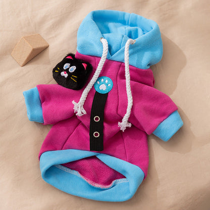 Autumn And Winter Dog Clothes, Color-blocking Hooded Cartoon Thin Sweatshirts, Small And Medium-sized Dog Teddy Vs. Panda Pet Clothing