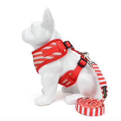 EcoBark Custom-Fit Harness & Leash Combo - Red Stripe