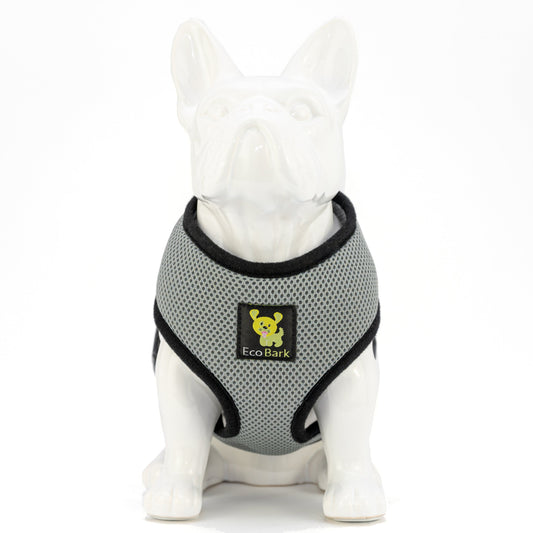 EcoBark Gray Dog Harness - Over-the-Head Dog Soft Mesh Vest Halter for Small to Medium Dogs and Puppies