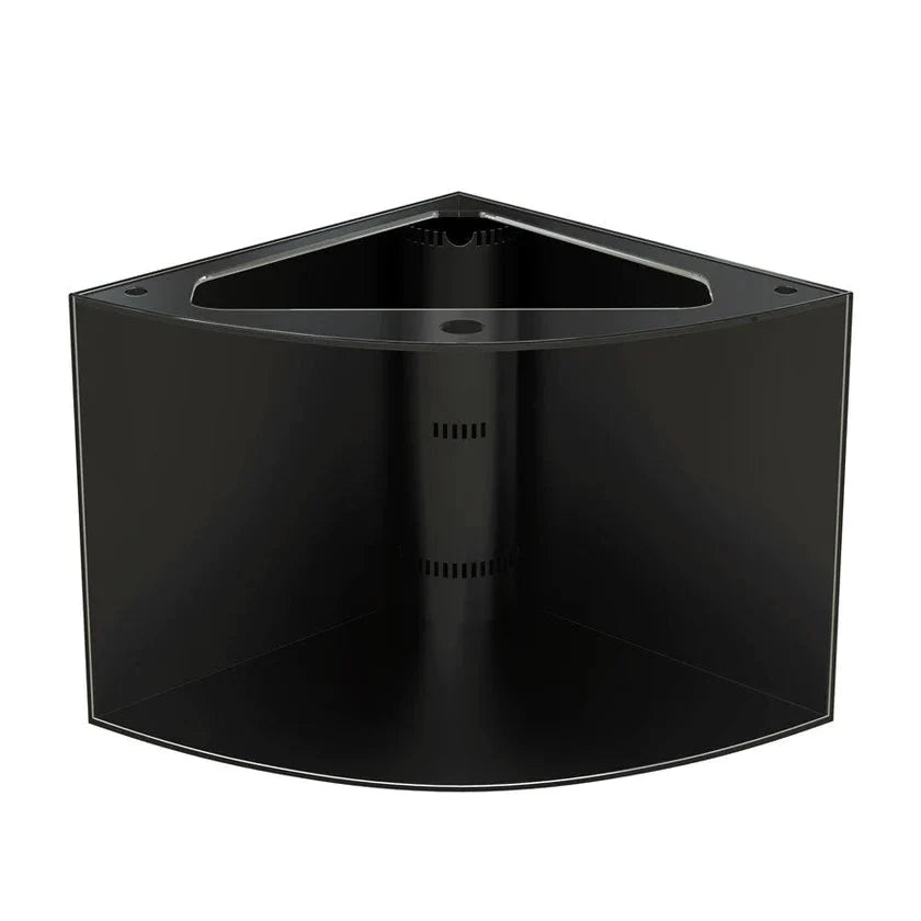 Abyss Black 90g Corner 1/4 Cylinder Glass Aquarium Set in Flush Wood Furniture