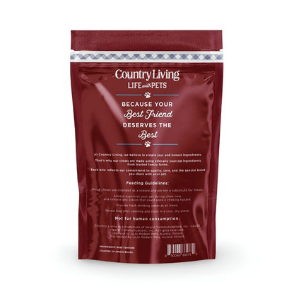 Country Living 4”-7” Beef Backstrap Tendon Dog Chews – 5 Count Bag – All-Natural, Long-Lasting, High-Protein Dog Treats – Single-Ingredient, Grain-Free
