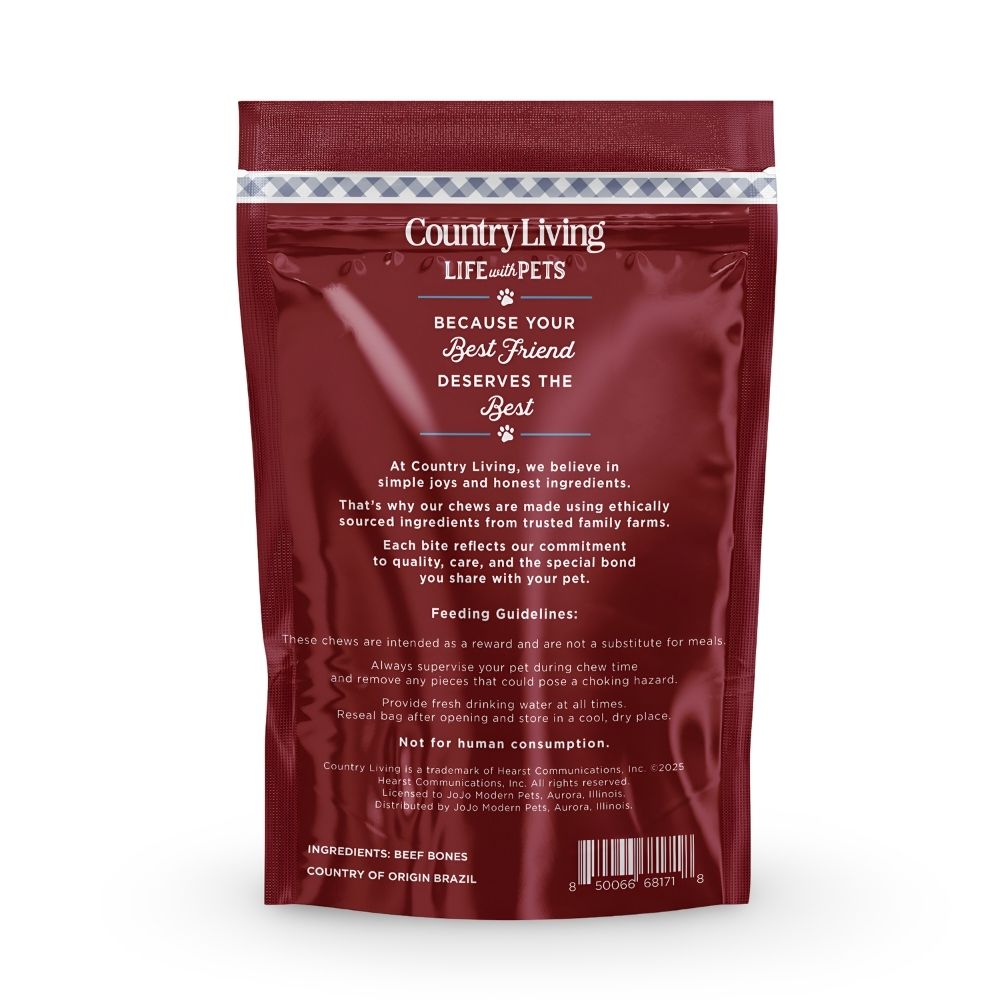 Country Living 5”-6” Beef Center Cut Bones for Dogs – 5 Count Bag – All-Natural, Long-Lasting Dog Chews – Single-Ingredient, High-Protein, Rawhide-Free – Supports Dental Health