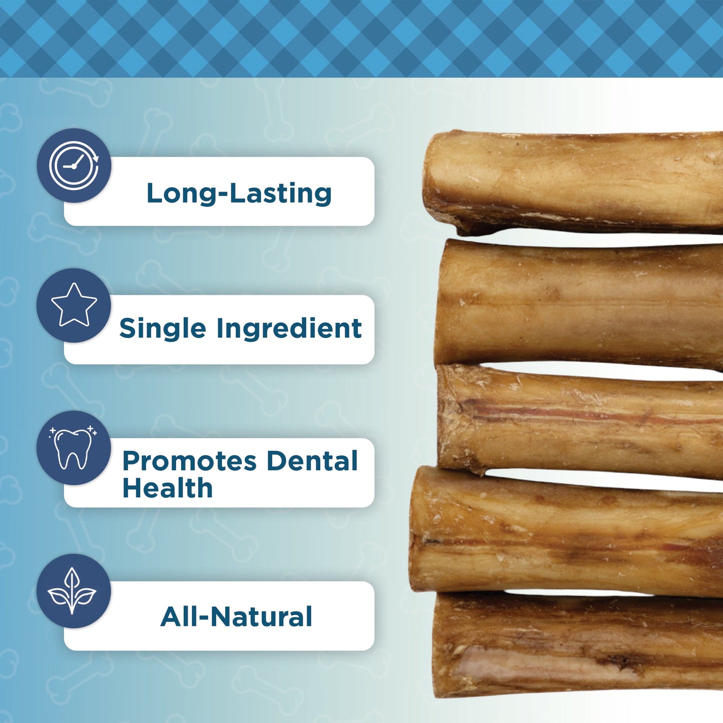 Country Living 5”-6” Beef Center Cut Bones for Dogs – 5 Count Bag – All-Natural, Long-Lasting Dog Chews – Single-Ingredient, High-Protein, Rawhide-Free – Supports Dental Health