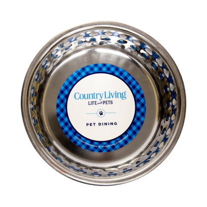 Country Living Set of 2 Hammered Stainless Steel Dog Bowls – Lavender