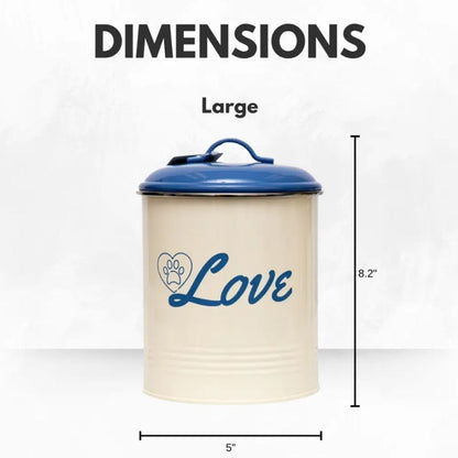 Country Living Set of 3 Pet Treat Canisters, Dog Treat Storage – French Blue Lid