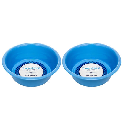 Country Living Set of 2 Coated Stainless Steel Heavy Dog Bowls - Ideal for Medium to Large Breeds